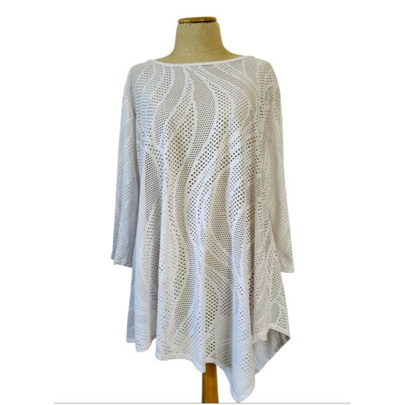 Clara Sunwoo Womens XL White Textured Lace Tunic Top - Picture 1 of 9